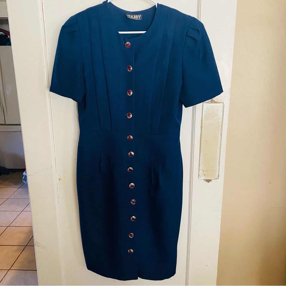 Tabby of California Vintage Blue USA Made Size 10 Wiggle Secretary Flight Dress